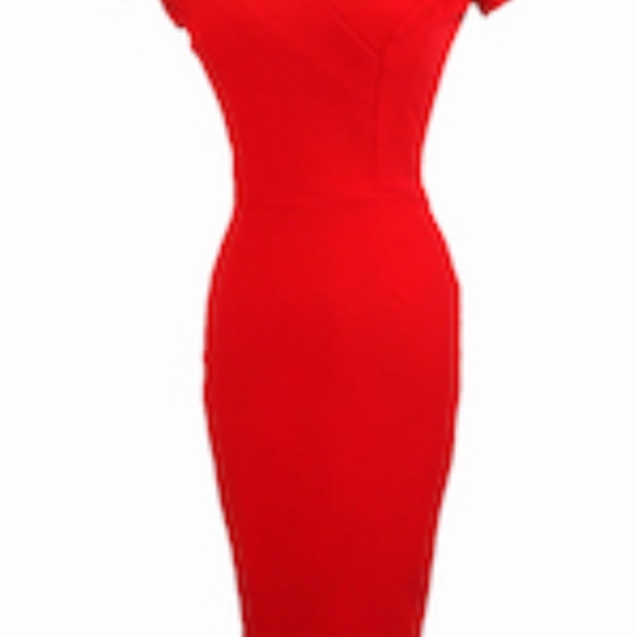 Retro 1950s Style Red Wiggle Dress Marilyn Monroe Inspired Cocktail Party Dress - Picture 3 of 6